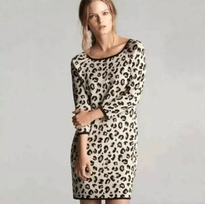 Velvet Leopard Print Long Sleeve Dress